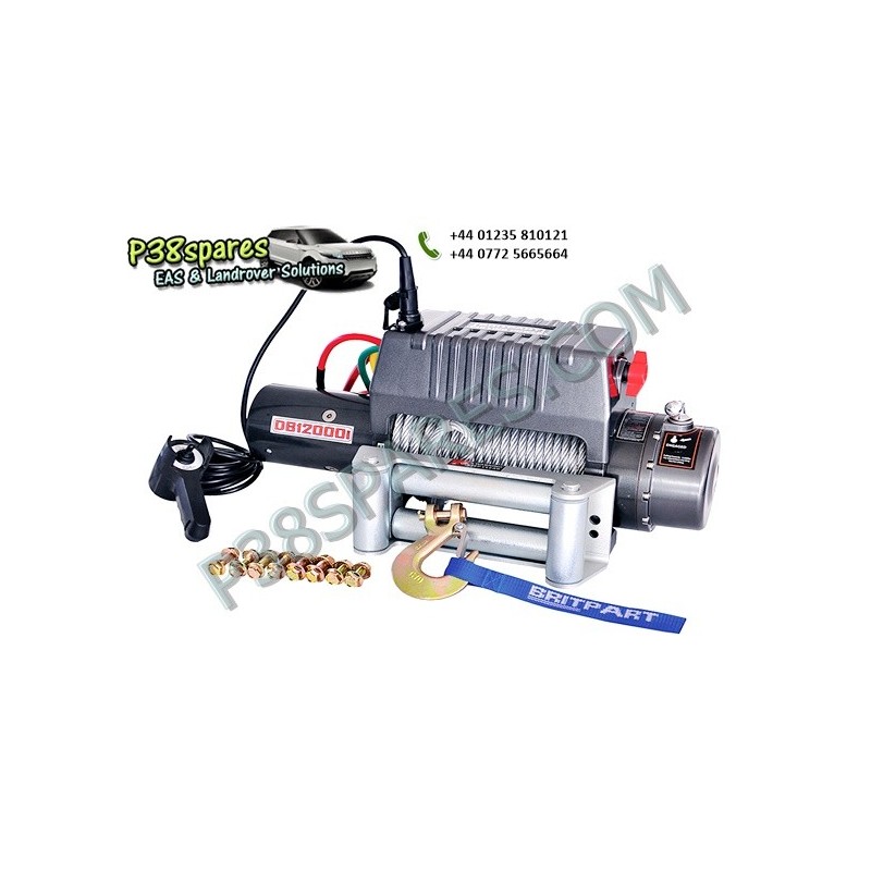   Britpart 12000 Lbs 3.6 Kw Pulling Power Winch - Steel Cable - 12 Volt - All Models - supplied by p38spares all, britpart, stee