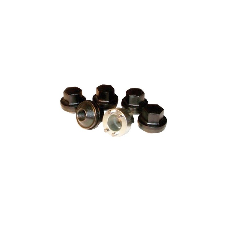 Defender, Discovery 1 and Classic Five Steel Black Finish Locking Wheel Nut Kit & Key www.p38spares.com rover, range, land, disc