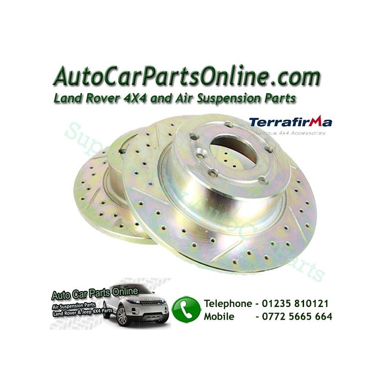 Terrafirma Pair Rear Land Rover Discovery 2 Crossed Drilled & Grooved Brake Discs 1995-2004