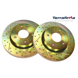 Pair Front Cross Drilled & Grooved Brake Discs Range Rover P38 MKII All Models 1995-2002 www.p38spares.com  1324 - NTC8780 CDG (